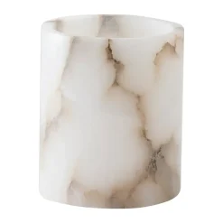 Alabaster ljuslykta, Vit-beige, M 14 cm