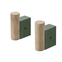 Attach klädhängare 2-pack, Oak-Dark green