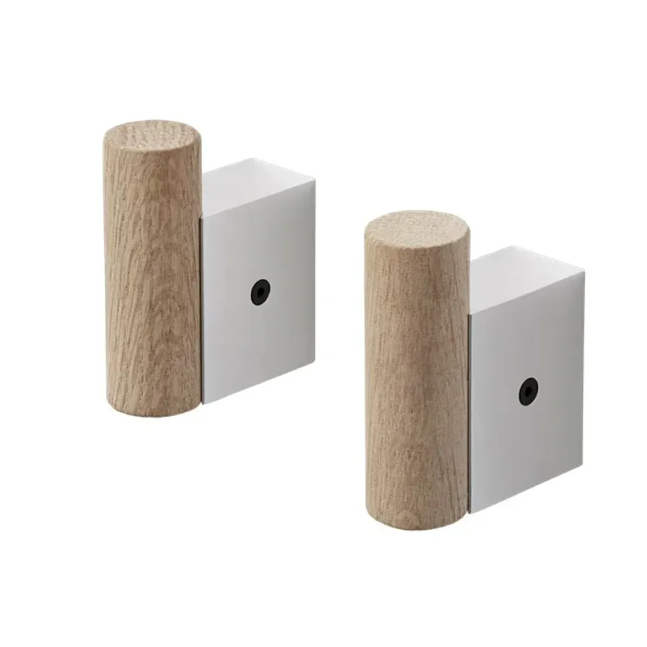 Attach klädhängare 2-pack, Oak-Aluminum