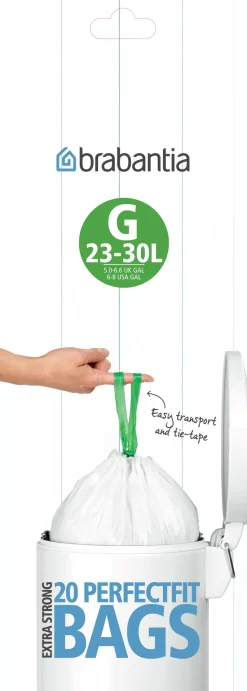 Avfallspåsar G för hinkar på 23-30 liter 20 påsar/rulle, 23-30 l
