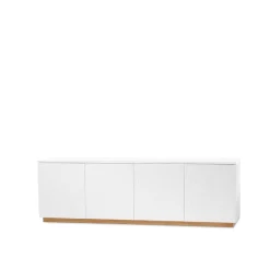 Beam sideboard, vit lack, sockel i oljad ek
