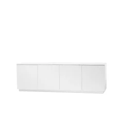 Beam sideboard, vit lack, vit sockel, toppskiva i carrara marmor