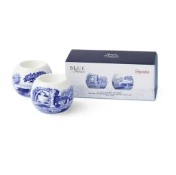 Blue Italian värmeljushållare 2-pack, Blå-vit