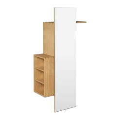Bon hallway cabinet klädhängare med spegel, Oiled Oak