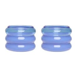 Bubble ljuslykta Ø5,6 cm 2-pack, Blue-milky blue
