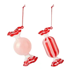 Candy julgranshänge glas 2 delar, Dusty pink