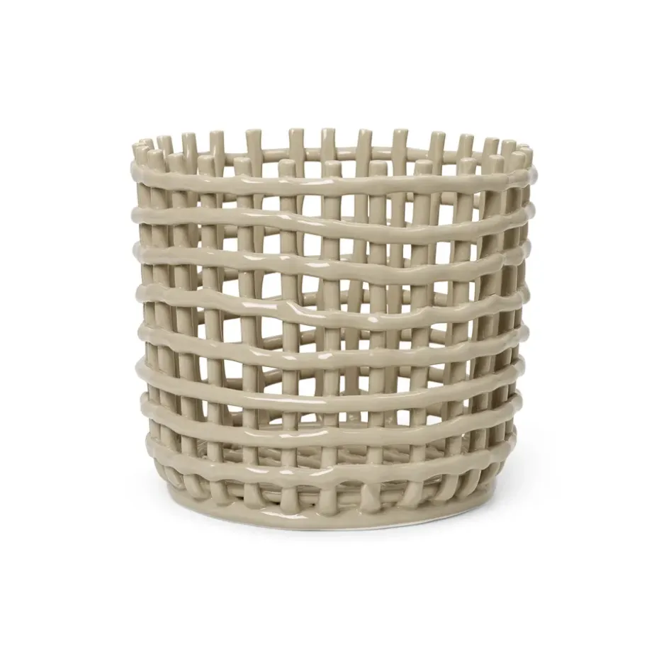 Ceramic flätad korg Ø23,5 cm, Cashmere