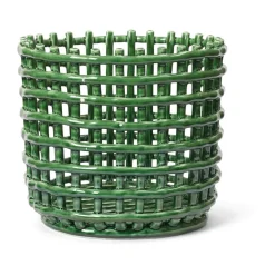 Ceramic flätad korg Ø23,5 cm, Emerald Green