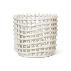 Ceramic flätad korg Ø23,5 cm, Off white