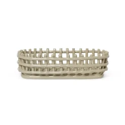Ceramic flätad korg oval 15x30 cm, Cashmere