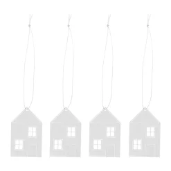 Christmas deco Town house 6 cm 4-pack, Rostfritt stål