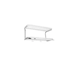 Classic 650 hatthylla, vit/krom, 2 plan, 60 cm