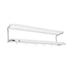 Classic 650 hatthylla, vit/krom, 2 plan, 120 cm