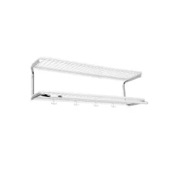 Classic 650 hatthylla, vit/krom, 2 plan, 90 cm