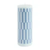 Column Candle blockljus large 25 cm, Light blue-dusty blue check