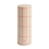 Column Candle blockljus large 25 cm, Off white-red grid check