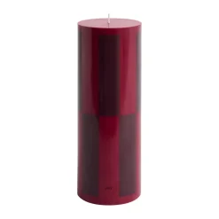 Column Candle blockljus large 25 cm, Wine-bordeaux large check