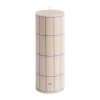 Column Candle blockljus medium 20 cm, Off white-blue grid check
