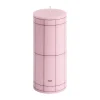 Column Candle blockljus small 15 cm, Light pink-bordeaux grid