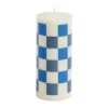 Column Candle blockljus small 15 cm, Off white-blues