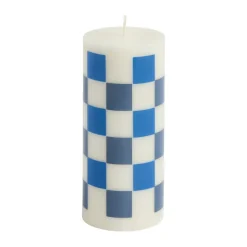 Column Candle blockljus small 15 cm, Off white-blues