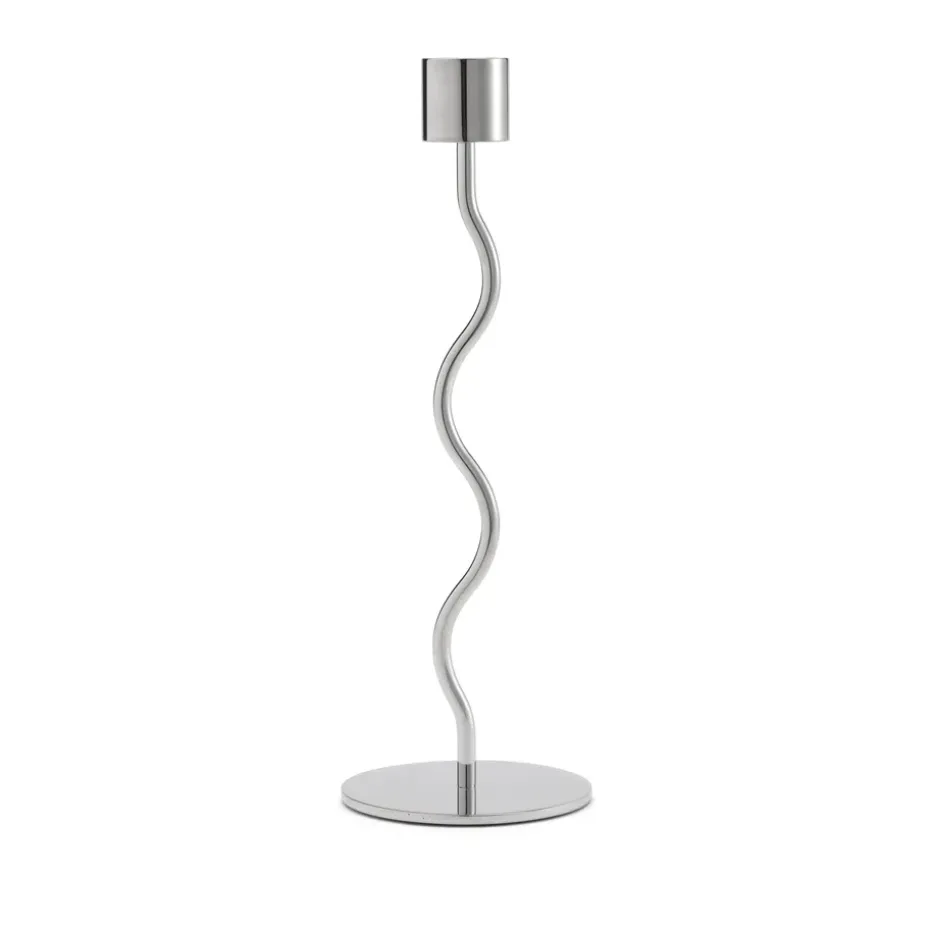 Curved ljusstake 23 cm, Stainless Steel