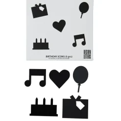 Design Letters Happy Birthday icons, Svart