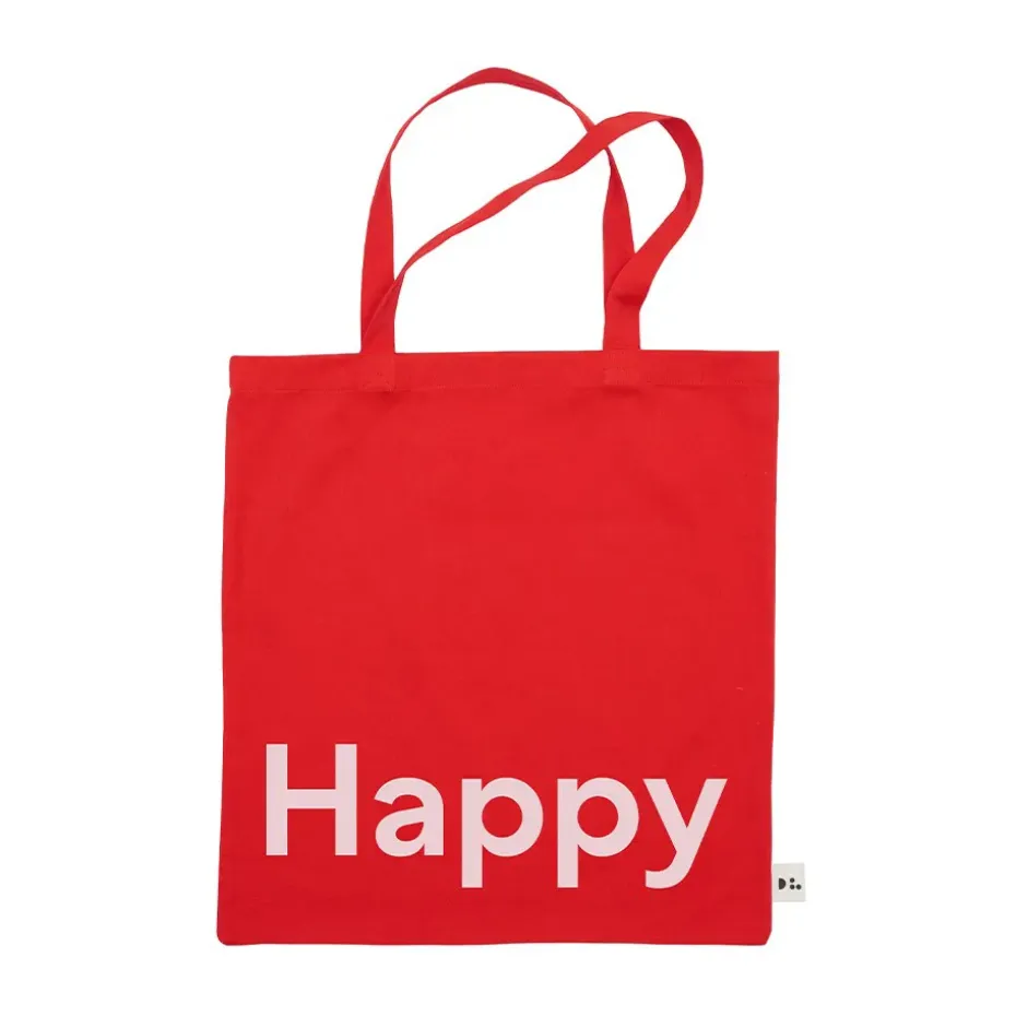 Design Letters Tote bag väska, Happy-röd