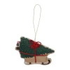 Dog sleigh ekologisk bomull julhänge, Multi