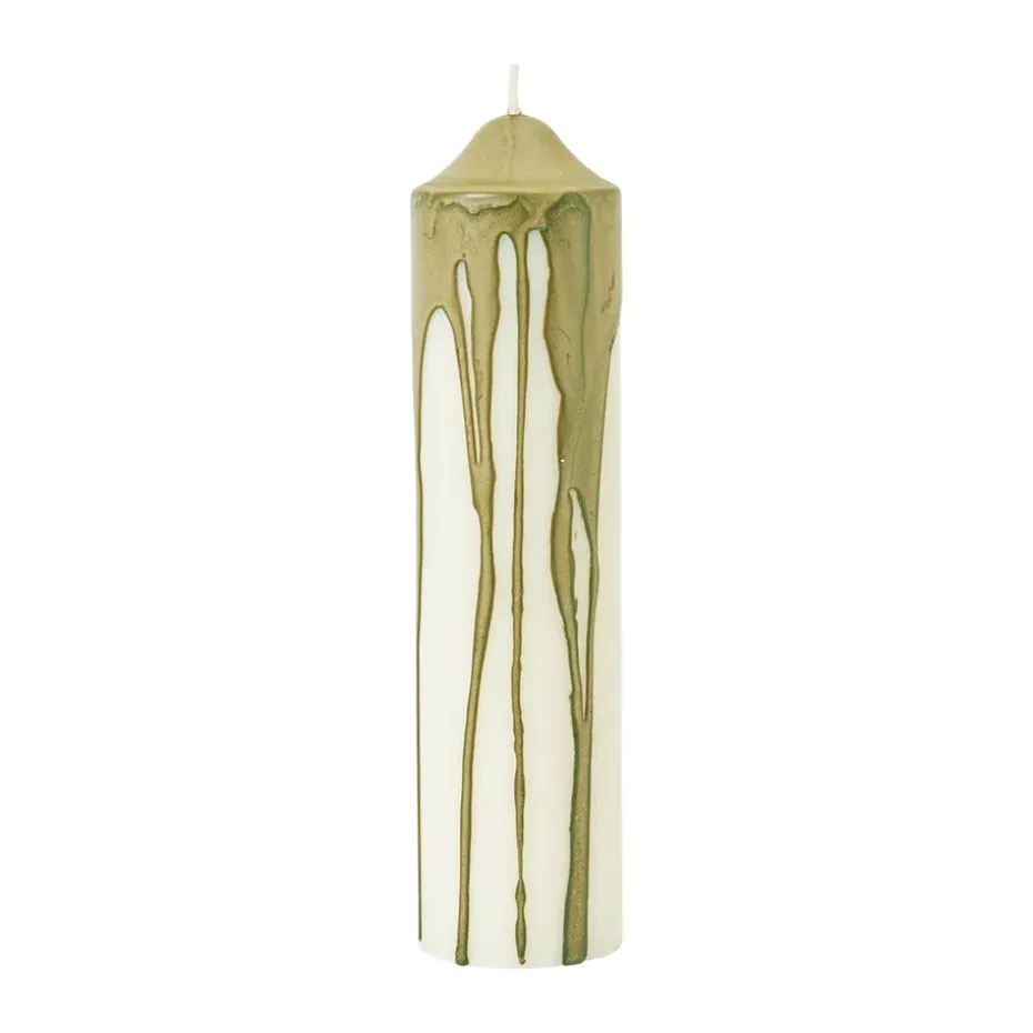 Dryp blockljus, Olive Green, 20 cm