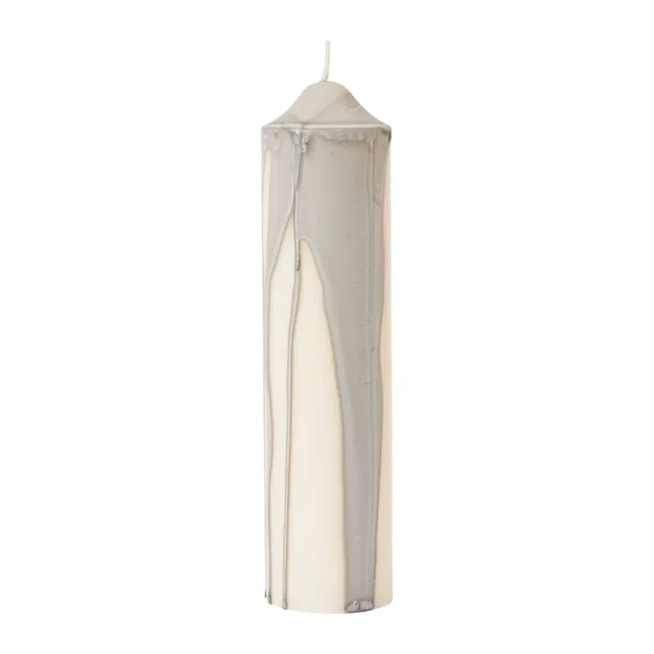 Dryp blockljus, Warm Grey, 20 cm