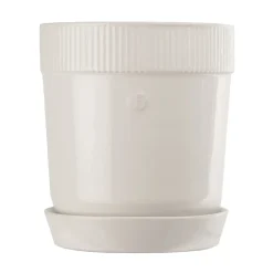 Elise kruka med fat Ø14 cm, Vit