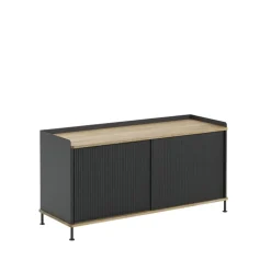 Enfold Low sideboard, Black-Oak-Metal