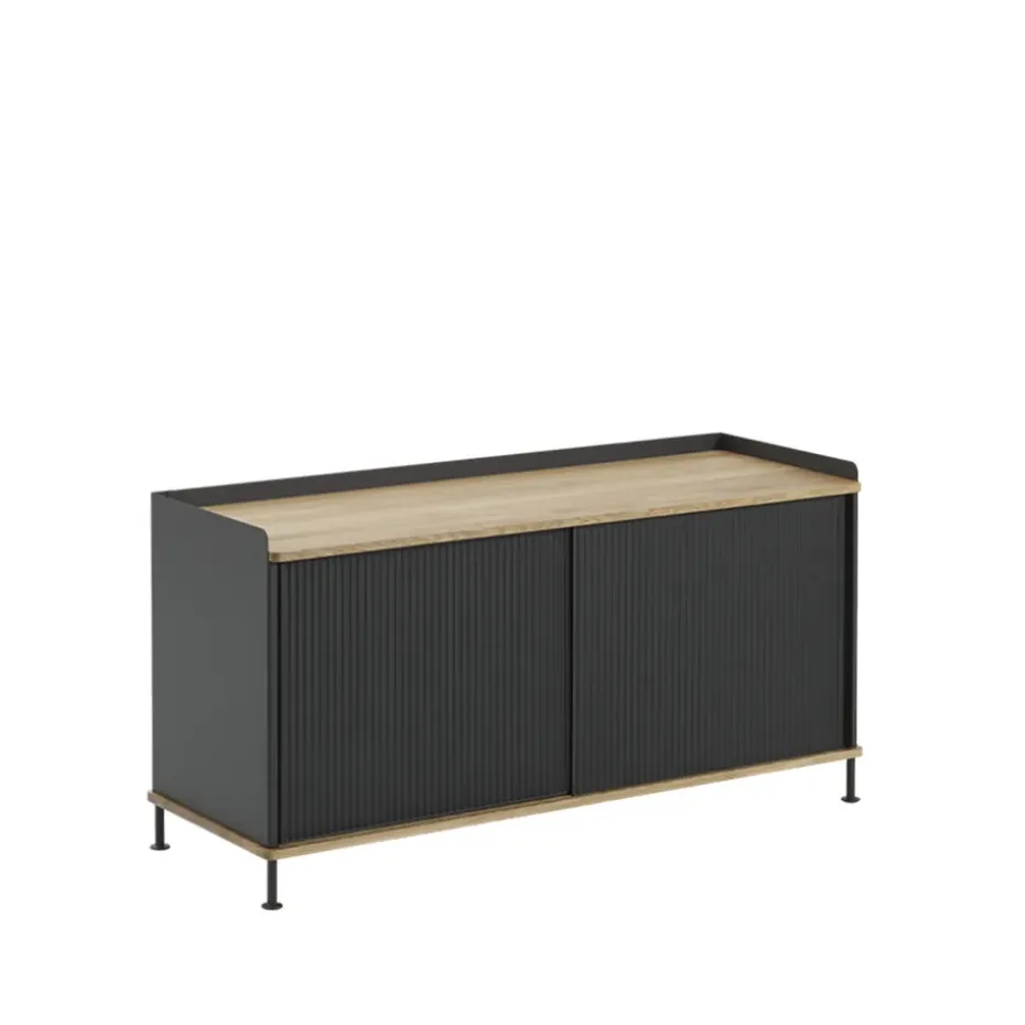 Enfold Low sideboard, Black-Oak-Metal