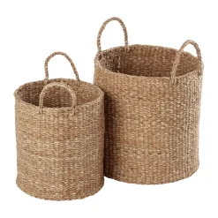 Esther cylinder förvaringskorg med handtag 2-pack, Natural