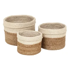 Flätad förvaringskorg 3-pack, Natur-vit