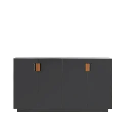 Frame 160 Medium skåp, char grey, vikdörrar, 42cm, cognac