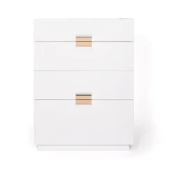 Frame high byrå, white, läder natural