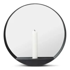 Glim spegel/ljusstake Ø28 cm, Svart