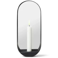 Glim spegel/ljusstake oval 12x28 cm, Svart
