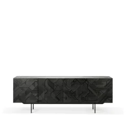 Graphic sideboard, Teak svart 4 dörrar