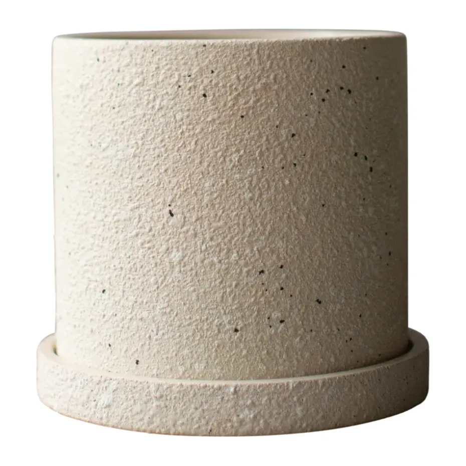 Grow kruka Ø13 cm med fat, Creme structure