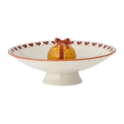 Jolly serveringsskål på fot Ø24 cm, Vit-röd