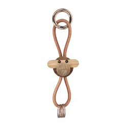 Kaj Bojesen apa nyckelring, Teak-limbaträ, naturläder