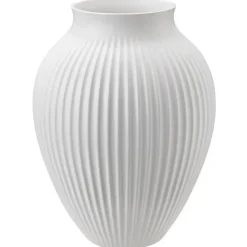 Knabstrup vas räfflad 27 cm, Vit