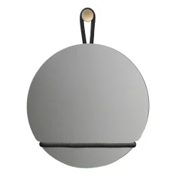 Lasso spegel rund, Klar-svart