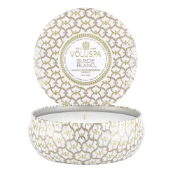 Maison Blanc 3-wick Tin doftljus 40 timmar, Suede Blanc