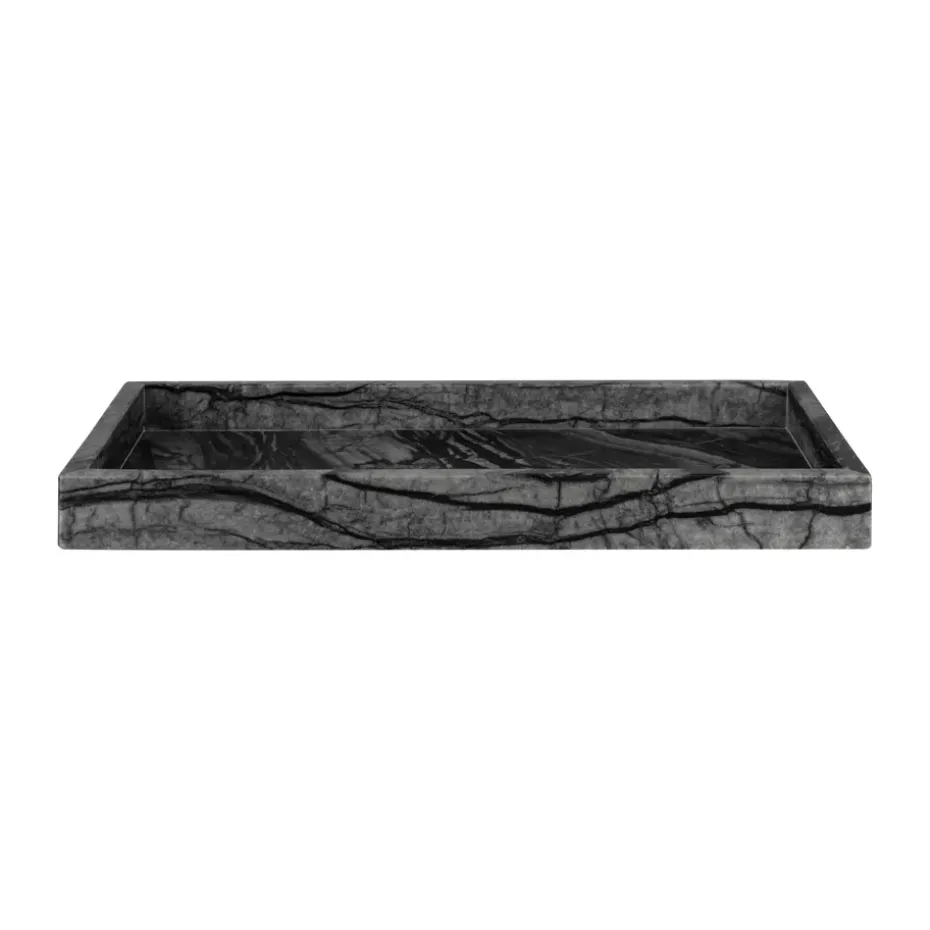 Marble dekorationsbricka 16x31 cm, Svart-grå