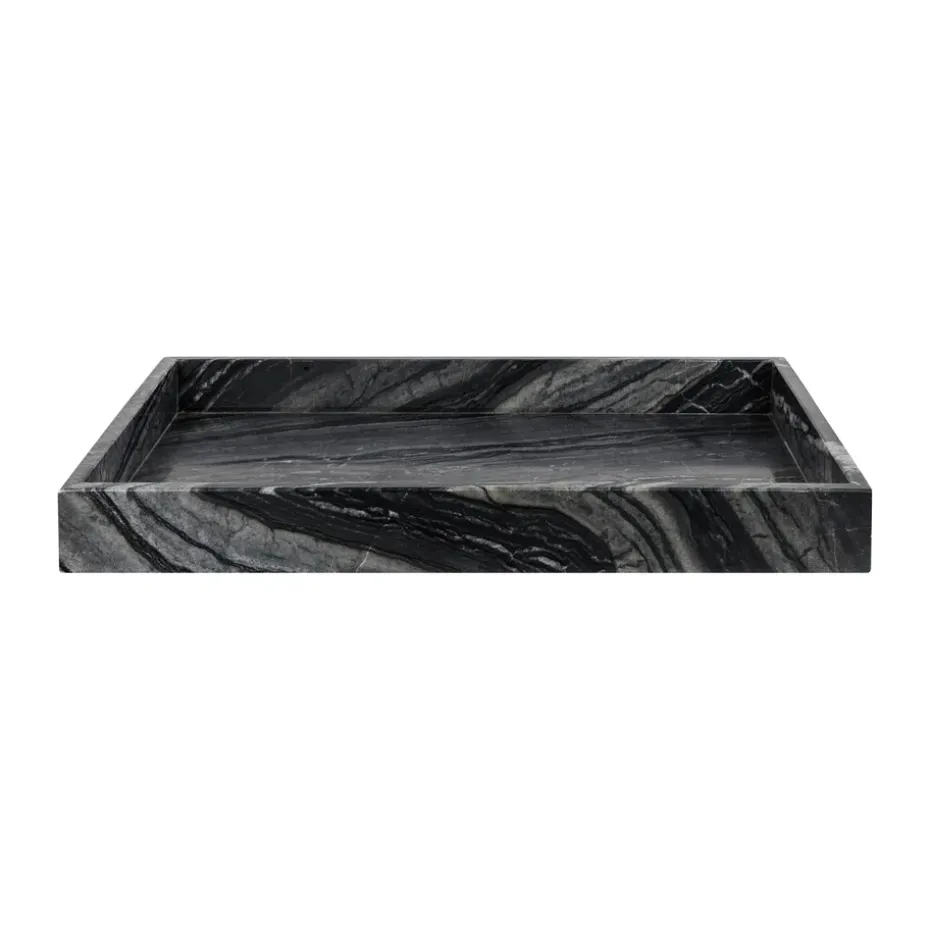 Marble dekorationsbricka large 30x40 cm, Black-grey