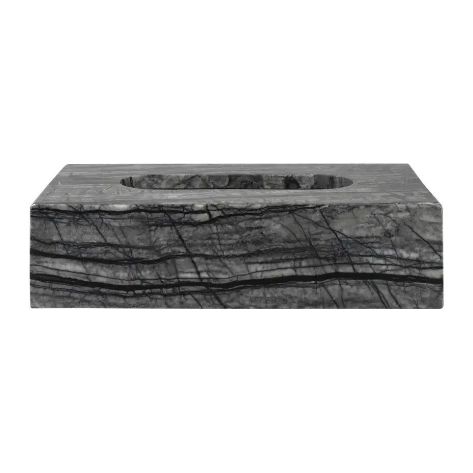 Marble näsdukslåda 14x25,5 cm, Svart-grå